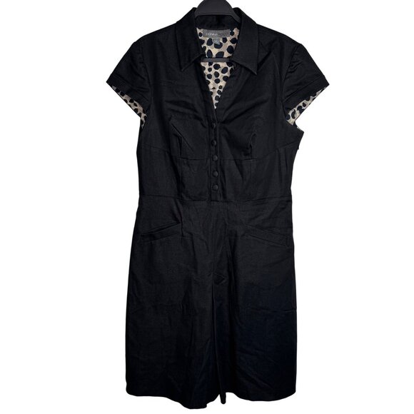 Donna Ricco New York Black Lightweight Denim Short Sleeve Dress Womens Size 14‎ - Picture 1 of 9
